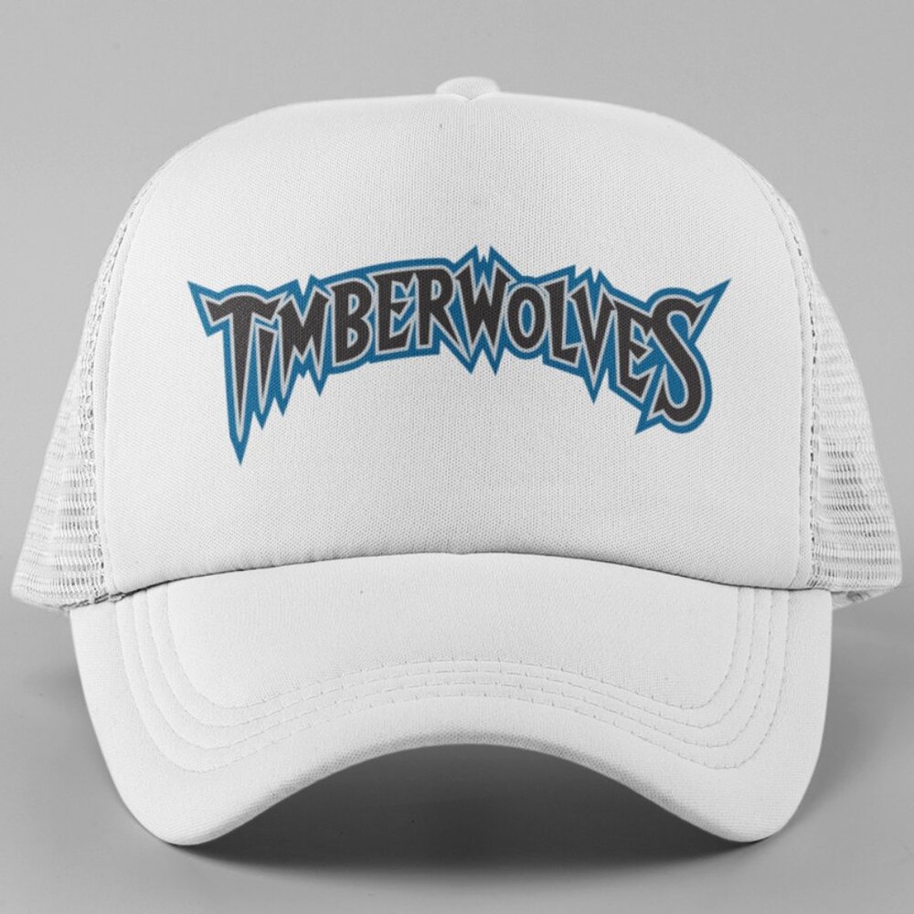 NEW Minnesota Timberwolves Retro Wordmark Foam Trucker Mesh Snapback Hat WHITE